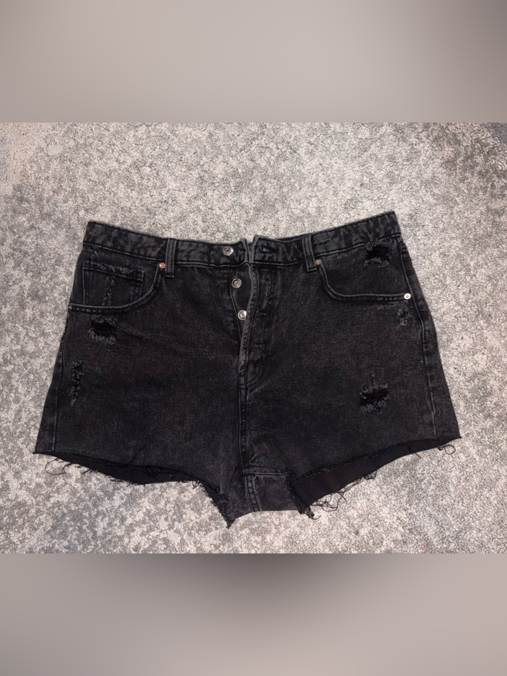 wild fable Black Distressed High-Rise Cutoff Shorts